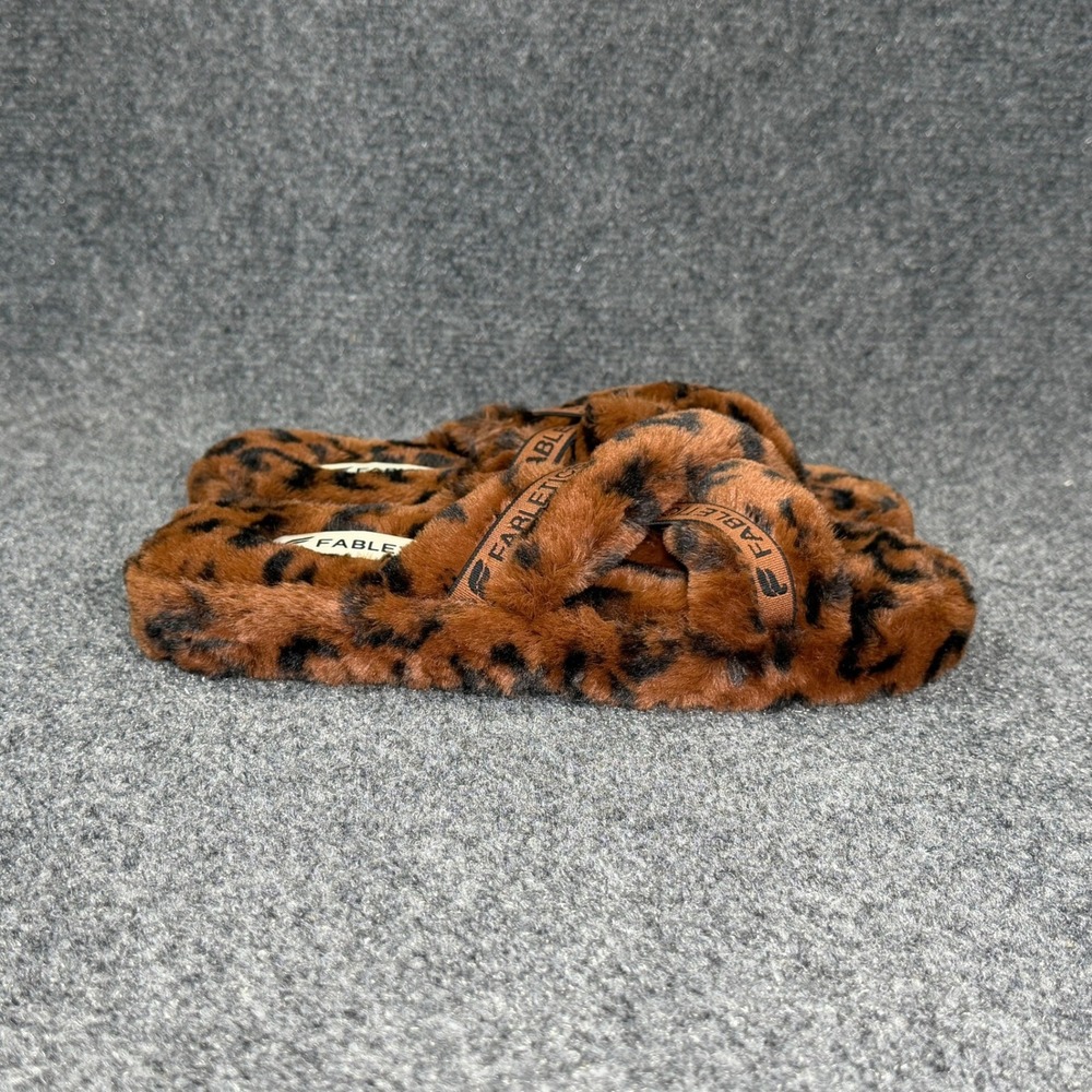 Fabletics Criss Cross Slippers Women's 8 Brown Black Animal Print Slip On Slide